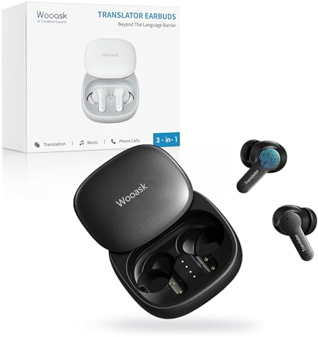 Wooask M3 AI Kopfhörer Übersetzer, 3-in-1 Echtzeit Sprachübersetzer Kopfhörer mit 144 Sprachen, 48H Bluetooth 5.4 Kopfhörer Offline, 5 Übersetzungsmodi Ideal für Reisen Learning (Schwarz)