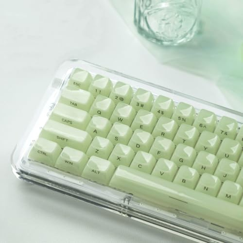 LQXQ Jelly Keramik-tangentkåpor, klart grönt MDA-profil, transparent sidotryck, 60 65 75 100 procent för Cherry MX, Outemu, Gateron mekaniska tangentbord (endast tangentkåpor)
