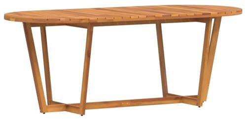 KGHFDVB Garten-Esstisch Oval 200x90x75 cm aus massivem Akazienholz mit Lamellentischplatte und Kreuzbeinfuß für Terrassen, Gärten und Balkone.