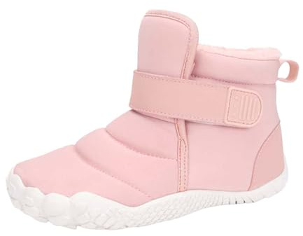 Flickor vinter snöstövlar varma fuskfoder bekväma casual mode ankelstövlar för småbarn ungdom, ROSA, 32 EU