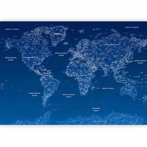 Fotomurales B&D XXL - 350x256 cm XXL Papel pintado tejido no tejido Decoración de Pared decorativos Murales moderna Diseno Fotográfico Mapa del mundo Mundo Mapamundi k-a-0125-a-a