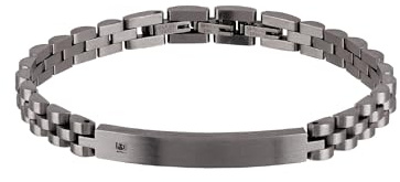 Breil, Black Diamond Collection, Herrenarmband aus Edelstahl, Farbe Gun, mit Natürlichen Edelsteinen, Praktischer Karabinerverschluss, Geschenkideen für Männer, Verstellbare Länge 17,5-22 cm, Grau