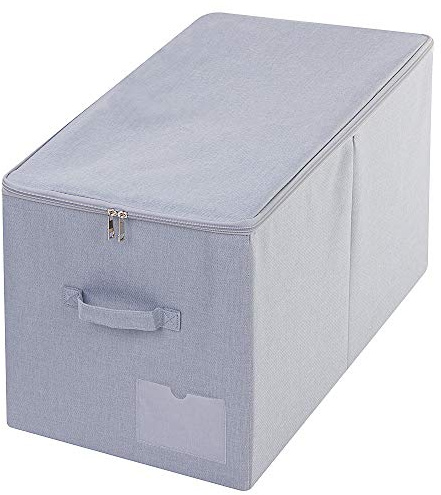 Amonsen Boîte de rangement pliante de 60L avec couvercle, grand panier de rangement pour le rangement des vêtements dans la garde - robe, le Bureau, la maison, gris clair