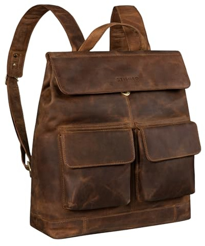 STILORD Drew Vintage Rucksack Groß Leder XL Backpack für Damen Herren Laptop Rucksack 16 Zoll Arbeitsrucksack Reiserucksack Lehrerrucksack aus Echt Leder Farbe:mittel - braun