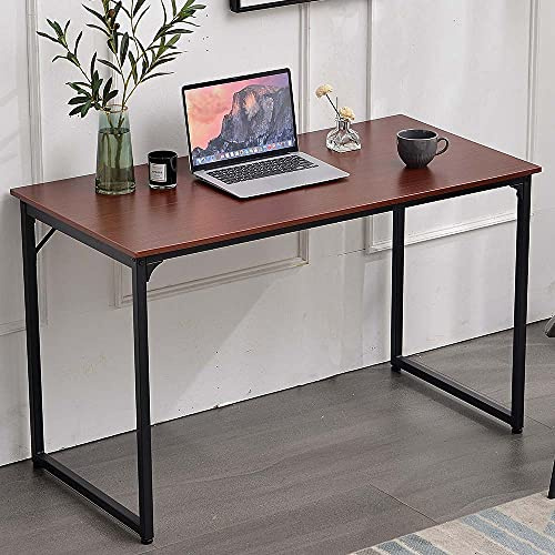 BAKAJI Scrivania Tavolo da Lavoro Porta Pc Computer Piano in Legno MDF con Struttura in Metallo Arredamento Casa Ufficio Cameretta Design Moderno Industriale Dimensione 120 x 60 x H74 cm (Teak)