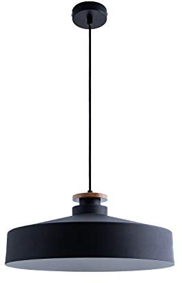 Paco Home Luminaria Suspensión Colgante Cocina Mesa Comedor Escandinava 1,5m Cable Textil Recortable E27, Color: Negro madera, Tipo de lámpara: Diseño T