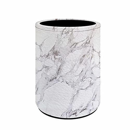 NETILGEN Pot à crayons en marbre blanc pour garçons - Durable - En cuir synthétique solide - Pour bureau, pot de fleurs, tasses, vaisselle - Organiseur pour pinceaux de maquillage
