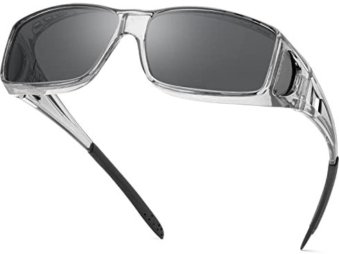Rundum-Sonnenbrille, polarisierte Gläser, über Korrektionsbrillen zu tragen, passt über normale Brillen, UV400-Schutz übergroßer Schild, Sicherheitsfahrbrille, blendfreie Brillen für Männer und Frauen