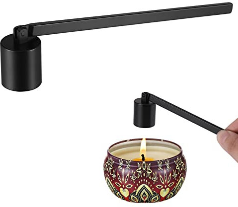 KroY PecoeD Éteignoir à bougie en acier inoxydable avec long manche pour la plupart des bougies Noir