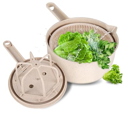 Natudeco Essoreuse à salade, essoreuse à laitue, séchoir à fruits et légumes, essoreuse pour machine à laver, centrifugeuse à salade avec couvercle, 30 x 19 cm