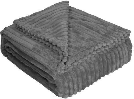 Betz Wohndecke BARI Kuscheldecke Flauschig Cord-Flanell XXL Größe 150x200 cm Farbe Graphit