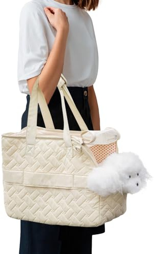 PETCUTE Hundetasche für Katze und Hund,Atmungsaktive Hundetasche für Kleine Hunde 6KG,Hundetragetasche Schultertasche mit Seitentaschen und Taschen,Tragetasche Hund mit Herausnehmbarer Matte