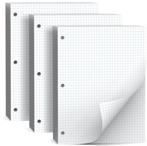 390 Sheets Quad Ruled Graph Paper 8 x 10.5 White Loose Leaf Graph Paper