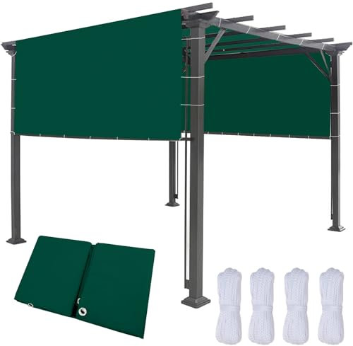 Tenda da Sole Tessuto Resistente 150 x 150 cm Rettangolare, Pes Protezione 95% Uv, Tenda da Sole Parasole per Giardino, Balcone, Terrazza, Verde Scuro