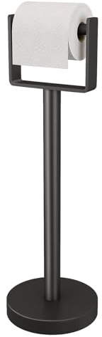 YUMORE Heavy Duty Toilet Paper Holder Stand, Extra-Weighted Base No Tipping, Stainless Steel Toilet Paper Stand, Free Standing Floor Tissue Roll Holder for Bathroom, Matte Black 200UP