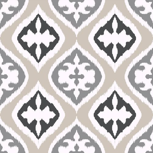 VaryFloral Papier Peint Adhesif Mural damas Rouleau Adhesif pour Meuble 30.5cmx300cm Stickers Muraux Motifs géométriques Papier Peint Autocollant beige gris brun Decoration Murale Chambre Armoires