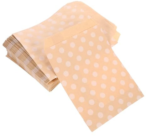 Anneome 100piezas Bolsas Kraft Estampado De Puntos Unidades Para Panadería Para Envolver Galletas o Tostadas Para Fiestas De Cumpleaños