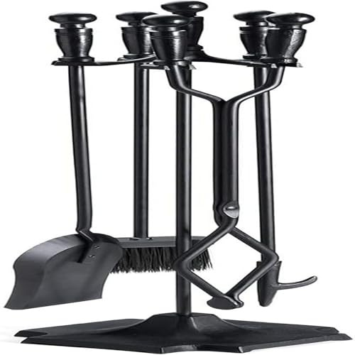 Outdoor Indoor Fire Pit Accessory Kit - Rustic Fireplace Tool Set for Home & Garden - Complete Firewood Stand & Companion Tools for Cozy Gatherings