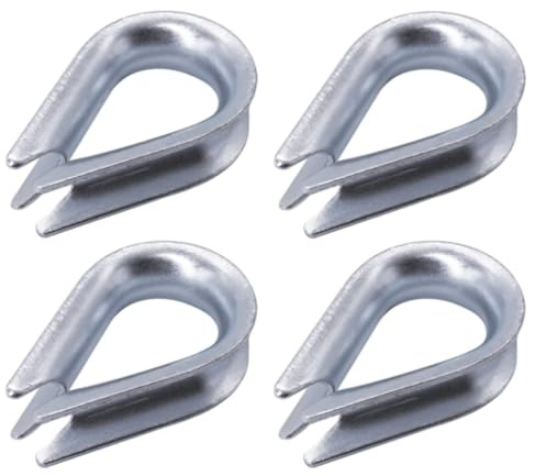 SKIR'CO (4 pezzi) Redancia per funi in acciaio zincato DIN 6899B da 10 mm, capocorda a cuore per funi in acciaio, cavi di sollevamento