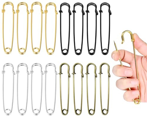 JDCMEI 16 Pezzi Spille di Sicurezza Grandi, 10cm Spille da Balia Grandi, Spille di Sicurezza Giganti, Perni di Sicurezza per Vestiti, Trapunte, Artigianato, Charms, Coperte, Gonne, Sciarpa, Pelle