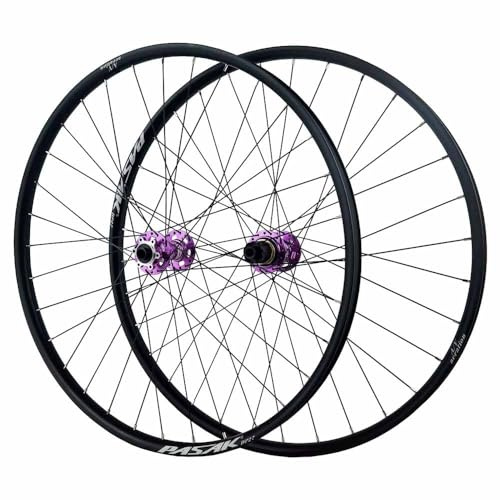 Mountainbike Laufradsatz 26 27.5 29 Steckachse Vorder Und Hinterräder 15x100/12x142mm, Doppellagige Felge, HG 8/9/10/11/12-fach Kassette, Scheibenbremsnabe, 2 Lager Vorne, 4 Hinten(Purple,26)