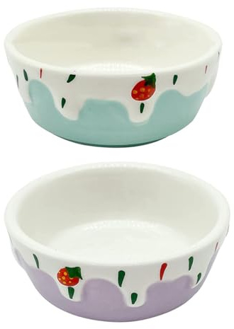 DIYEAH Ciotole in Ceramica per Criceti 2 Pezzi Vaschette Compatte per Cibo Piccoli Animali Domestici Mangiatoie Resistenti e Facili da Pulire per Cincillà e Roditori