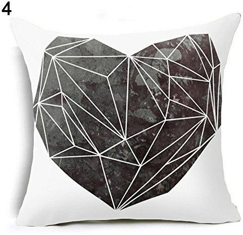 achidistviq Buchstabe Blumen Geometrische Muster werfen Kissenbezug Home Sofa Decor, Polyester, 4 Heart Graphic