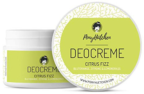PonyHütchen - Desodorante Citrus Fizz – Crema desodorante fija vegana, sin aluminio ni experimentos con animales – Unisex Antitranspirant Naturkosmetik Made in Germany – ideal para equipaje de mano