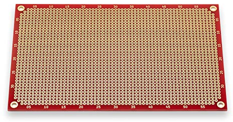 PROTOPATCH® Premium Lochrasterplatine | Lochrasterplatte | Leiterplatte | Lochplatine | Prototype PCB Board | Euro-Platine | 160 x 100 mm | Doppelseitig | Runde Pads | Rot | PTH | 2,54 mm