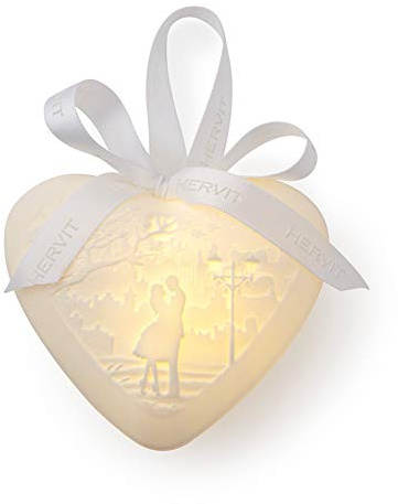 HERVIT Cuore Porcellana Bianca Biscuit Love 10CM