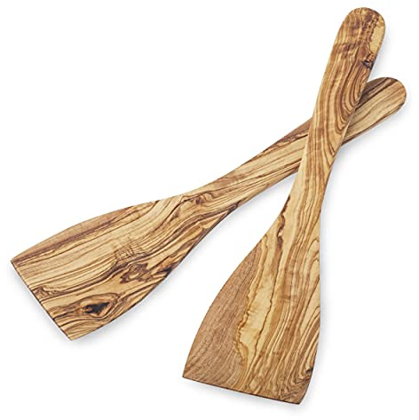 Forest Decor 2 Stück Holzspatel aus Naturholz zum Kochen, Backen und Servieren von Speisen, Vintage Bauernhaus Stil, handgefertigt in Deutschland