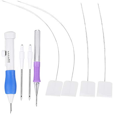 Cikonielf Magic Embroidery Pen Set, Sticknadeln für Stickerei, Nadeln, Punch, DIY Nähen, Edelstahl, Scharf, blau, lila