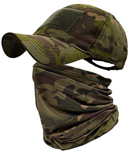 ehsbuy Baseball Caps for Men with Cooling Neck Gaiter Face Scarf Army Tactical Military Hat Neck Tube Snoods for Hiking Hunting Camping Fishing Outdoor Sports Camouflage