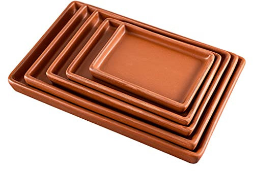 YXCKG Soucoupe carrée pour Pot de Fleur, Soucoupe pour Plantes, Palette en Terre Cuite pour Pots de Fleurs, pour Jardin intérieur extérieur 5 Pièces（4.72+6.3+7.2+8.66+10）