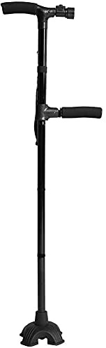 Chillers Canne de Marche Portable réglable, Canne à Double poignée, Canne de Marche Pliante avec lumière LED et 5 Niveaux de Hauteur, Canne de Marche Portable pour Hommes Femmes Seniors