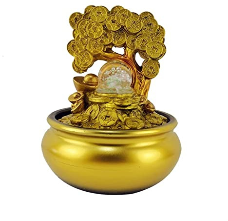 Zimmerbrunnen Desktop-Brunnen Geld-Baum-Brunnen-Dekoration Home Lucky Feng Shui Transit Dekoration Büro Wohnzimmer Desktop Luftbefeuchter Home Decoration Dekoration Tischbrunnen ( Color : A )