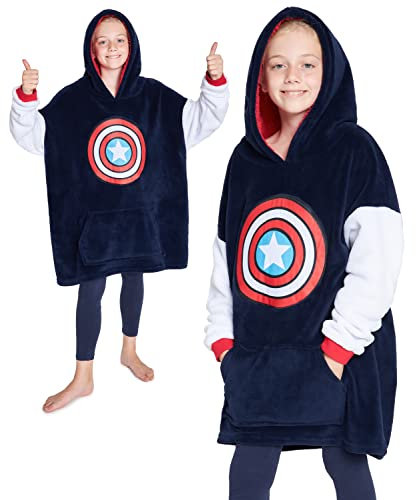 Marvel Sweat à Capuche Enfant - Pull Oversize en Polaire Avengers (Navy/Rouge), Taille unique