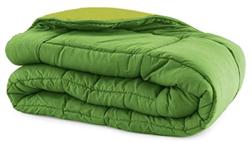 Russo Tessuti Trapunta Piumone Invernale Singolo Matrimoniale Bicolor Doubleface Microfibra-Verde-Singolo