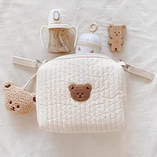 Wickeltasche für Babys, Bär, kleine Tasche, Handtasche, Mama, Wickeltasche, tragbar, Kinderwagen, Shopping, Reisen, Aufbewahrungstasche, Beige, Organizer für Kinder, Mädchen, Jungen, Geschenk (Bär1)