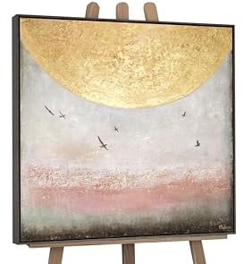 YS-Art XXL Abstrakt Acrylbild Sonnenenergie II modernes Design Gold Braun