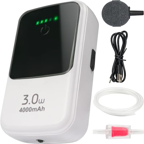 Ghosthorn Silent Dual Operating Mode Rechargeable Aerator for Fish, Large Capacity Aquarium Air Pump with Universal Clip for Most Bait Buckets 4000mAh