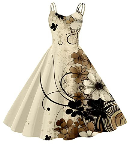 EODJXIO Abito Donna Anni 50 Pois Vestito Bianco Festa in Spiaggia Gonna Tubino Vita Alta Estiva Abito Donna Estivo Elegante Fucsia Abito Cerimonia Donna Plissettato Elegante