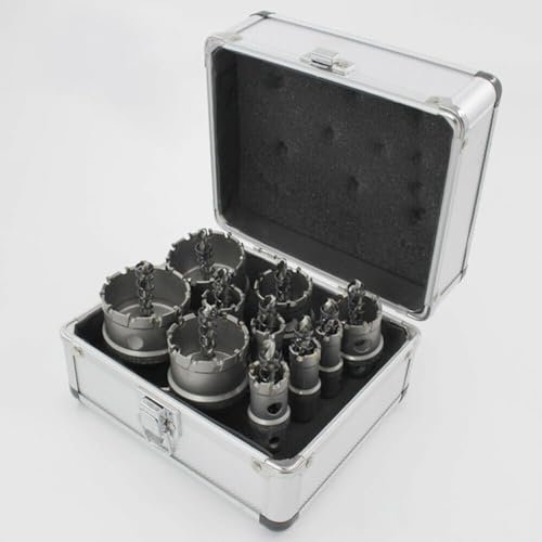 Juego de 10 brocas de aleación de carburo, juego de brocas duraderas para metal duro, kit de sierra perforadora resistente para metal duro, 16 mm, 18 mm, 20 mm, 22 mm, 25 mm, 30 mm, 35 mm, 45 mm, 50