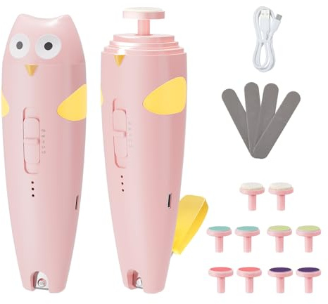 Lictin Cortauñas eléctrico 2 en 1 para bebé, kit de lima de uñas para bebé seguro, recargable, cortaúñas para bebé con luz automática para recién nacidos, bebés, niños pequeños, niños, 10 cabezales de