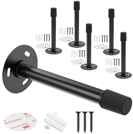 Mousike Wandtürstopper Wand,Türstopper für Wand， schalldämpfender Türstopper mit Gummi-Stoßstange, Wandprotetor von Türknäufen (6 Stück, schwarz)