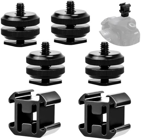 6Pcs Adaptateur Griffe Caméra Triple Hot Shoe Mount Hot Shoe Mount 1/4-20 Adaptateur Support Sabot Froid pour Microphone Flashs Moniteur Appareils Photo Caméscopes Équipement Numérique Photographique