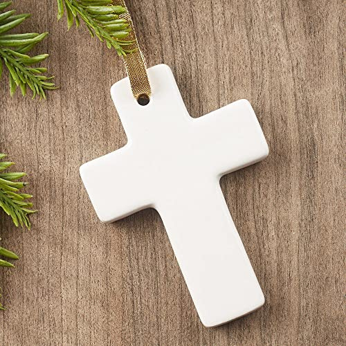 Porcelain Ceramic Cross Ornaments - Pack of 12 Blank Glazed White Ceramic Cross Ornaments Ready to Decorate Paint and Personalize by Factory Direct Craft