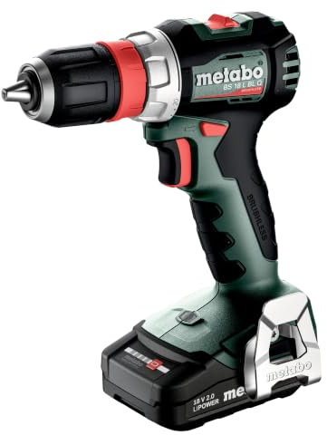 metabo Akku-Bohrschrauber BS 18 L BL Q, 18 V Brushless Schrauber Set | Bürstenloser Motor mit 60 Nm, Quick-System, 2x 2,0 Ah Li-Power Akku, Ladegerät, Gürtelhaken und metaBOX Koffer