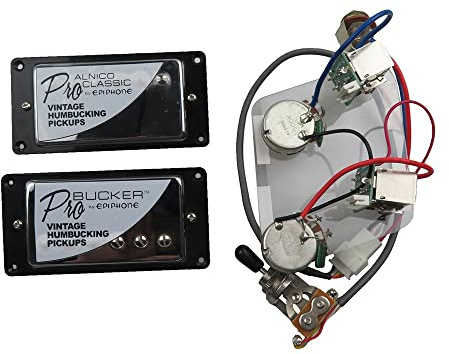 Pastillas de guitarra eléctrica Alnico Classic Vintage y Pro Bucker Humbucker con arnés de cableado profesional (Chrome BK)