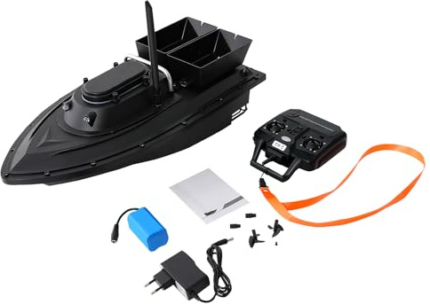 HOARLICN 500m Futterboot, Köderboot Fernbedienung Futterboote Köderboot Boot 1.8kg Beladung Fischköder Abs Futterboot RC Fischköder Boot mit unabhängige Köderboxen Lange Standby-Zeit